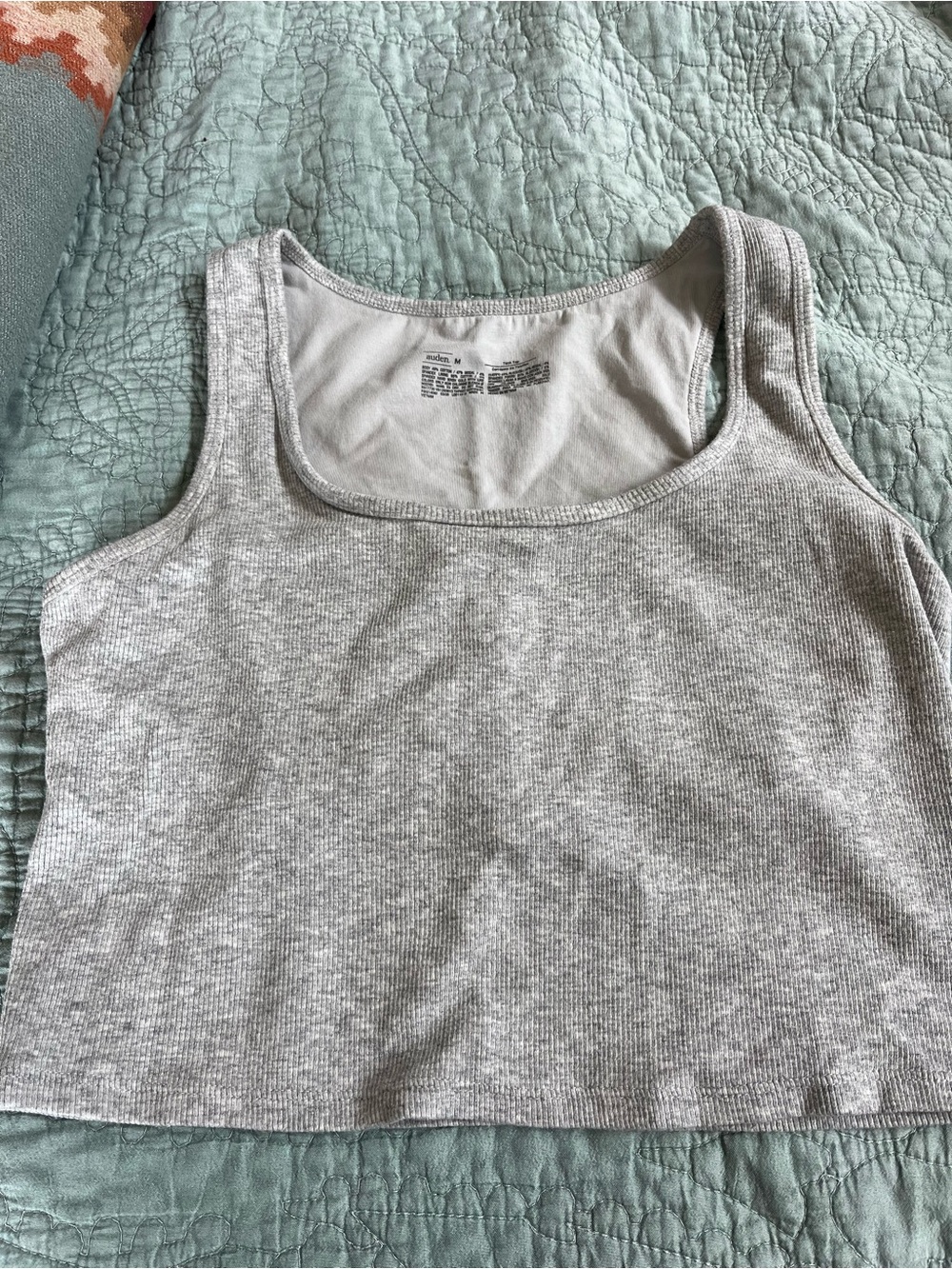 Auden Ribbed Bra Tank Crop Top - Light Gray size M set of 2 great!